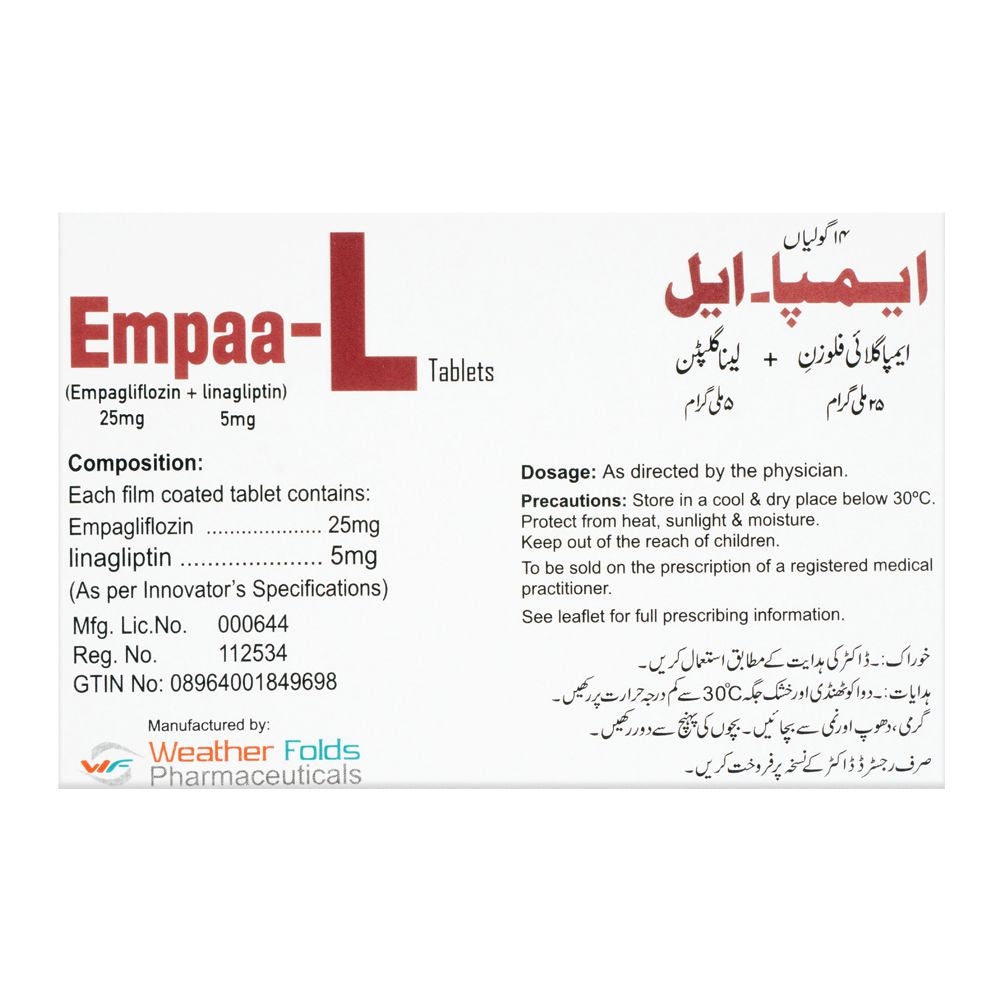 Horizon Pharma Empaa-L Tablet, 25mg+5mg, 14-Pack product image 3 - Bolanclinic