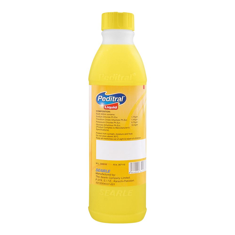 Searle Peditral Liquid Banana Oral Rehydration Solution, 500ml product image 2 - Bolanclinic