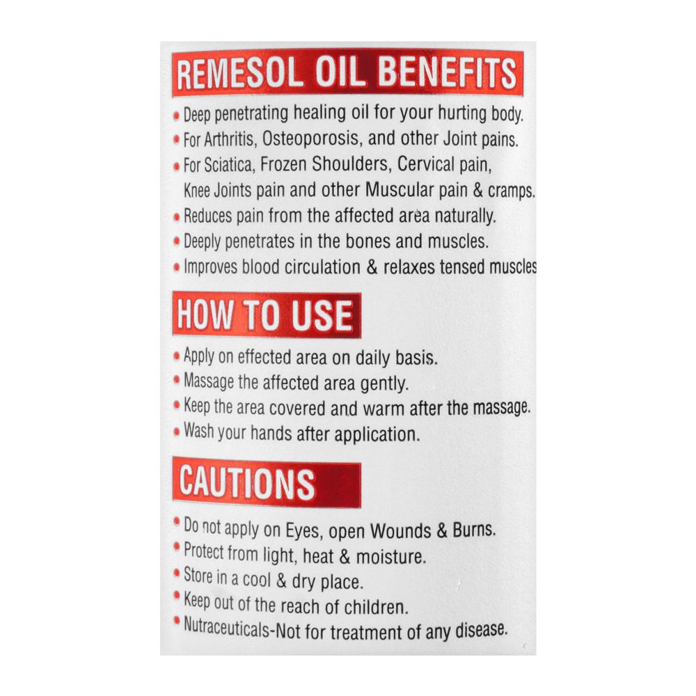 Herbiotics Remesol Pain Relief Massage Oil, Helps To Reduce Arthritis, 150ml product image 3 - Bolanclinic