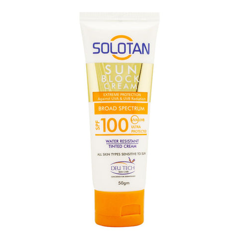 Deu Tech Solotan Sun Block Cream SPF-100, For All Skin Types, 50g product image - Bolanclinic