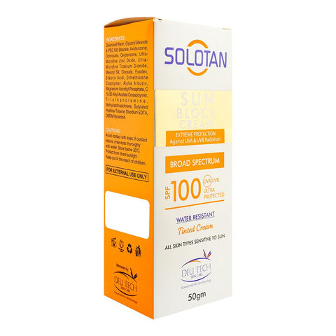 Deu Tech Solotan Sun Block Cream SPF-100, For All Skin Types, 50g product image 2 - Bolanclinic