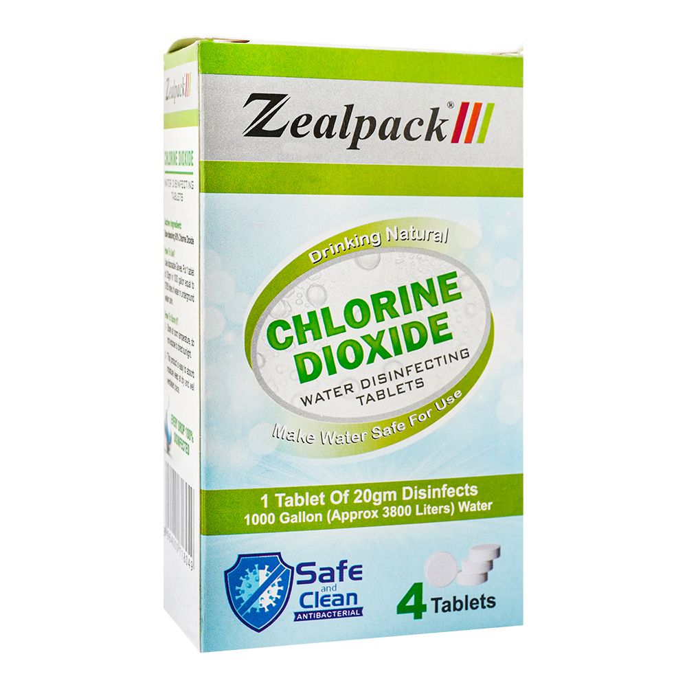 Zeal Pack Chlorine Dioxide Water Disinfecting Tablet, 20mg Each, 4-Pack product image - Bolanclinic