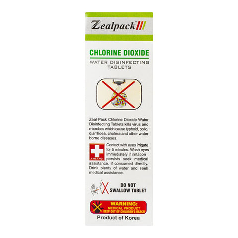 Zeal Pack Chlorine Dioxide Water Disinfecting Tablet, 20mg Each, 4-Pack product image 2 - Bolanclinic