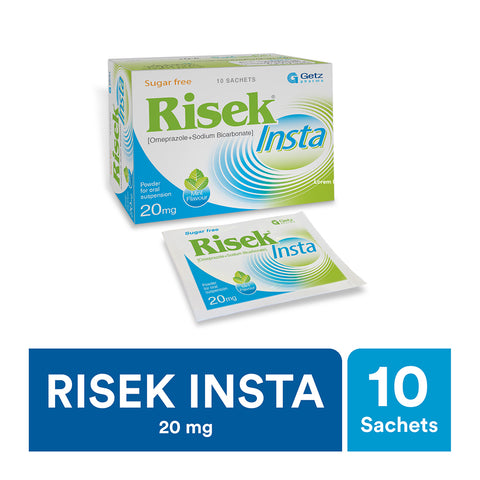 Getz Pharma Risek Insta Sugar-Free Sachet, 20mg, 10-Pack product image - Bolanclinic