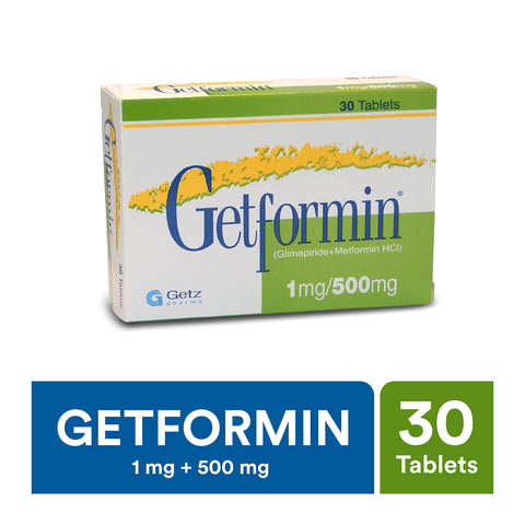 Getz Pharma Getformin Tablet, 1mg + 500mg, 30-Pack product image - Bolanclinic