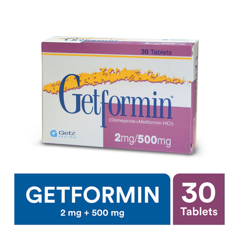 Getz Pharma Getformin Tablet, 2mg + 500mg, 30-Pack product image - Bolanclinic