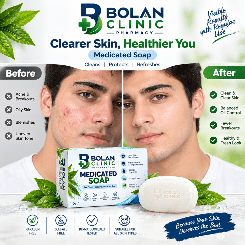Medicated Soap - Supports a Cleaner-Looking Skin Surface - Bolan Clinic