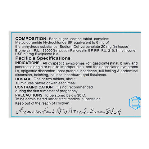 Pacific Pharmaceuticals Plasil With Enzymes Tablet, 1-Strip product image 3 - Bolanclinic