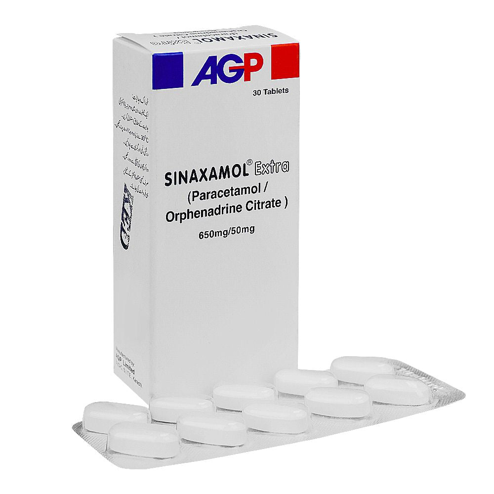 AGP Pharma Sinaxamol Extra Tablet, 650mg/50mg, 30-Pack product image - Bolanclinic